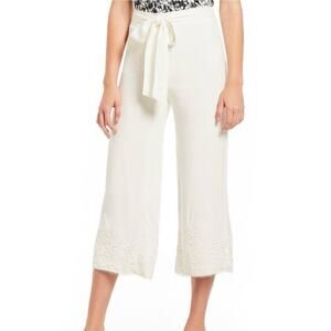 Karl Lagerfeld Cream Cropped Culottes Lace Trim, Size 14